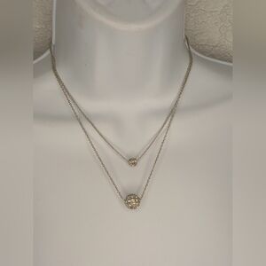 Icing Silver Toned Layered Necklace With Pavè Crystal Ball Pendants